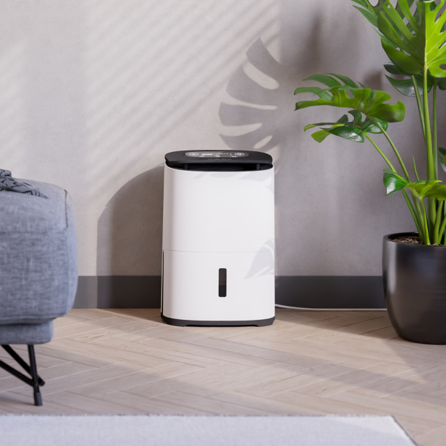 Meaco Dry Arete Two Dehumidifier & Air Purifier, 12L in the living room