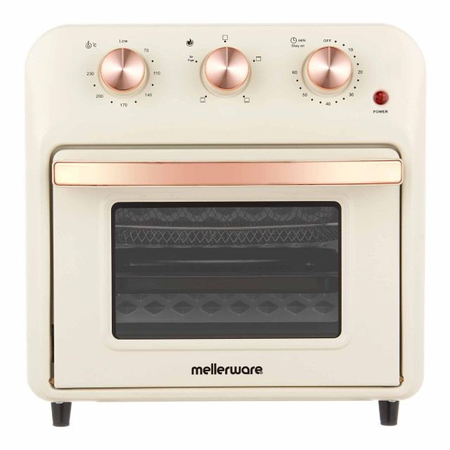 Mellerware AeroChef Pro 16 Steel Rose Gold Manual Airfryer Oven, 16L angle