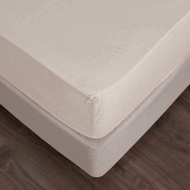Thread Office Natural Yarn Dye Stripe Fitted Sheet - Super King