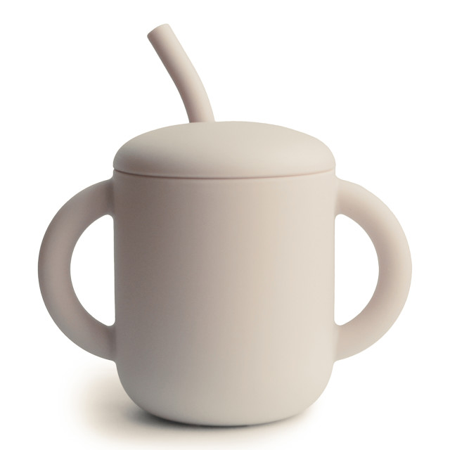 Mushie Silicone Training Cup with Straw, 175ml - Shifting Sand