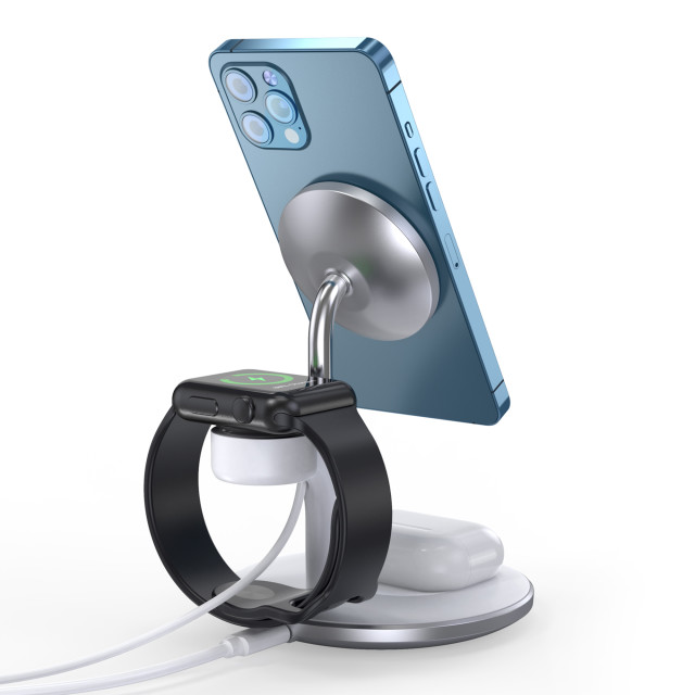 Choetech Fast Wireless 3-in-1 Charger, 15W detail of the phone charging