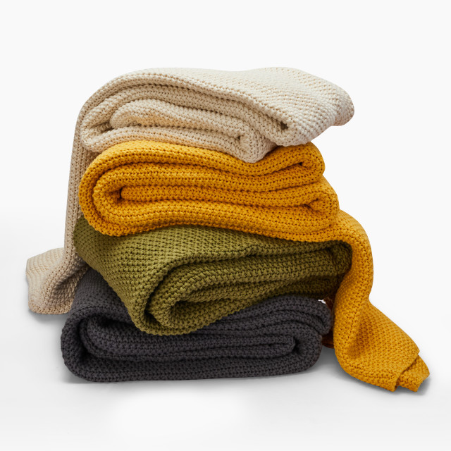 Thread Office Knitted Cotton Throw, 180cm x 200cm selection
