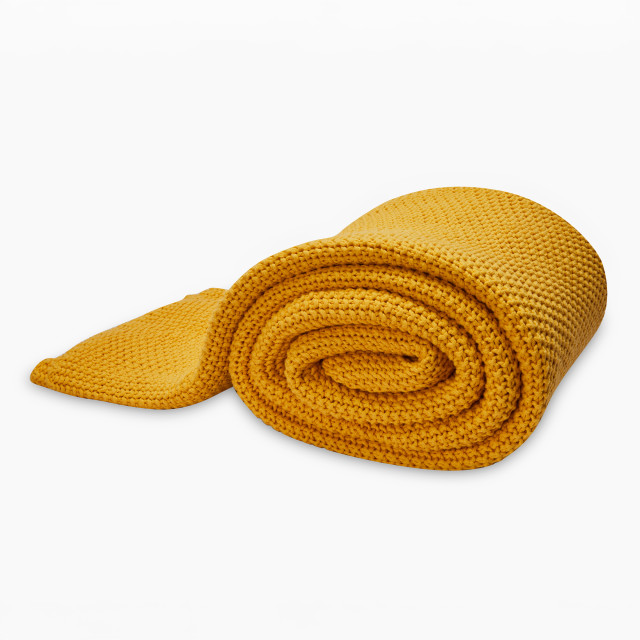 Thread Office Misted Yellow Knitted Cotton Throw, 180cm x 200cm