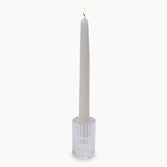 Thread Office Ribbed Clear Glass Candle Holder with candle