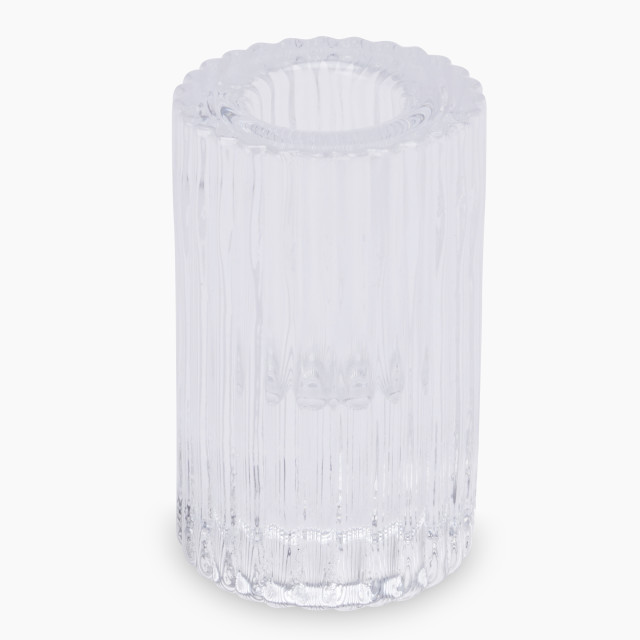 Thread Office Ribbed Clear Glass Candle Holder