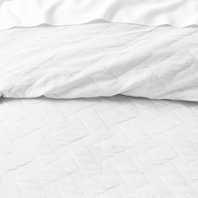 Linen House White Rhea Duvet Cover Set - Double detail on the bed