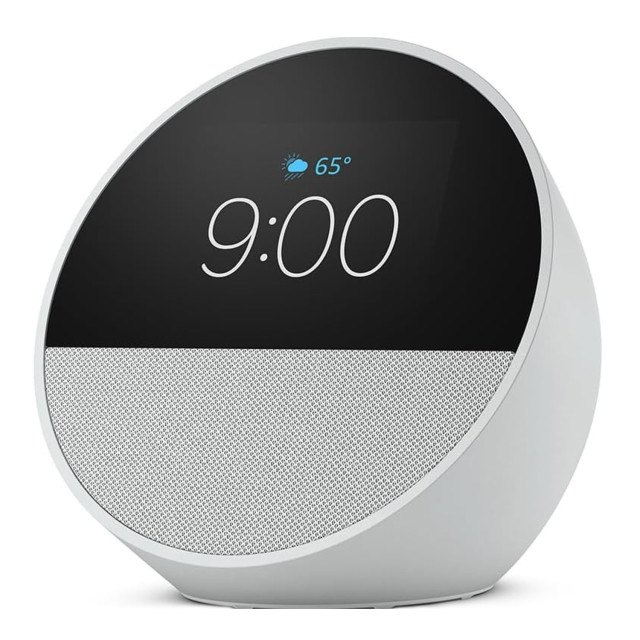 Amazon Echo Spot Smart Alarm Clock With Alexa - Glacier White
