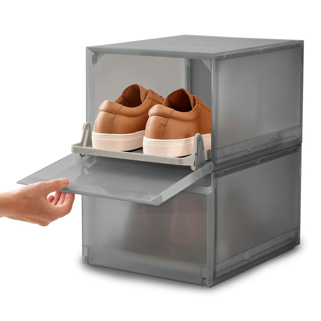 Joseph Joseph Shoe Case Premium Shoe Storage Box, 2-Pack detail with shoes