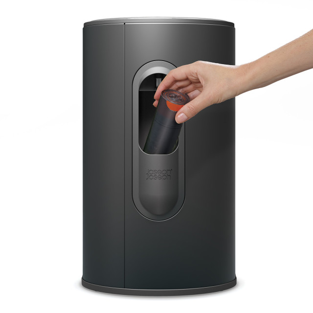 Joseph Joseph Arc 10L Pedal Bin - Carbon Black filling the integrated liner storage compartment