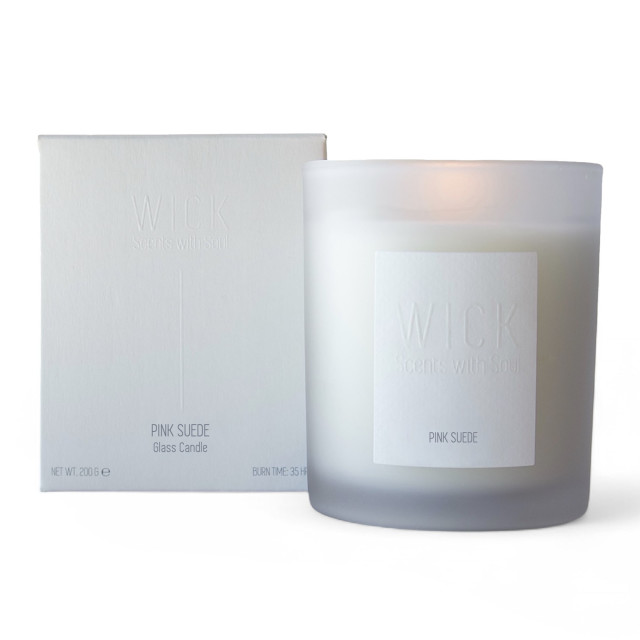 WICK Pink Suede XXL Glass Candle, 500ml