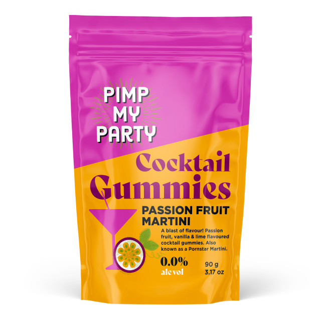 Pimp My Party Passion Fruit Martini Flavoured Gummies, 90g