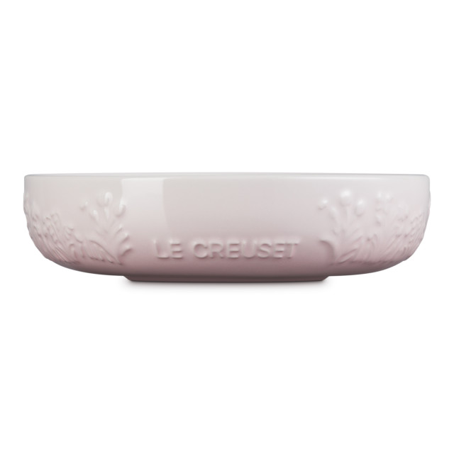 Le Creuset Jardin Relief Stoneware Dish, 18cm - Shell Pink angle