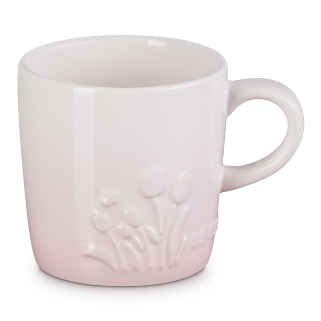 Le Creuset Jardin Relief Stoneware Cappuccino Mug, 200ml - Shell Pink