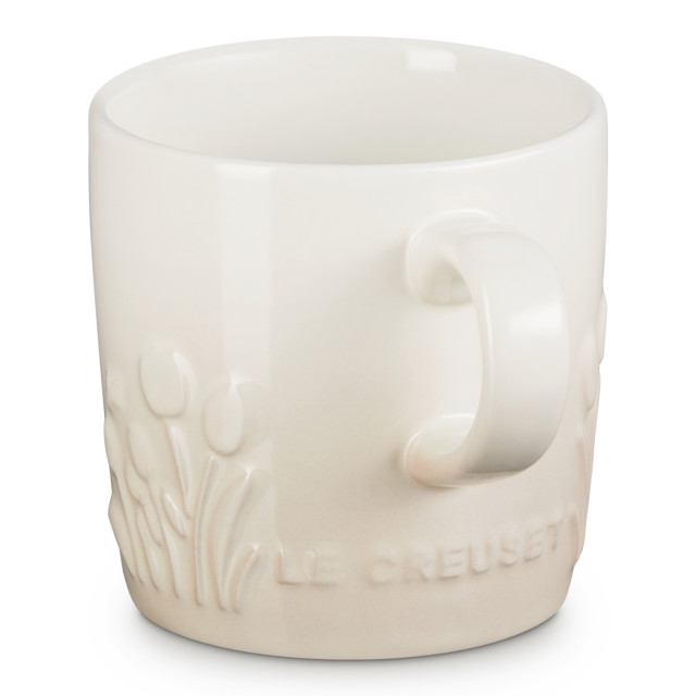 Le Creuset Jardin Relief Stoneware Cappuccino Mug, 200ml - Meringue angle