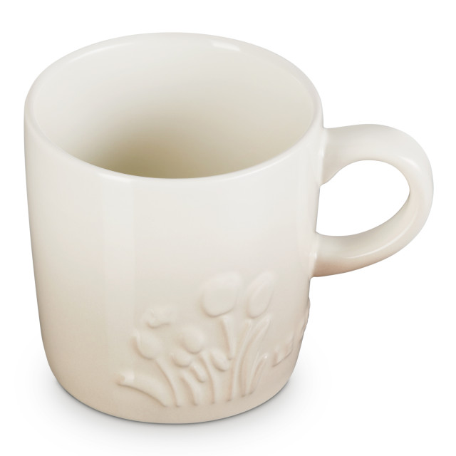 Le Creuset Jardin Relief Stoneware Cappuccino Mug, 200ml - Meringue