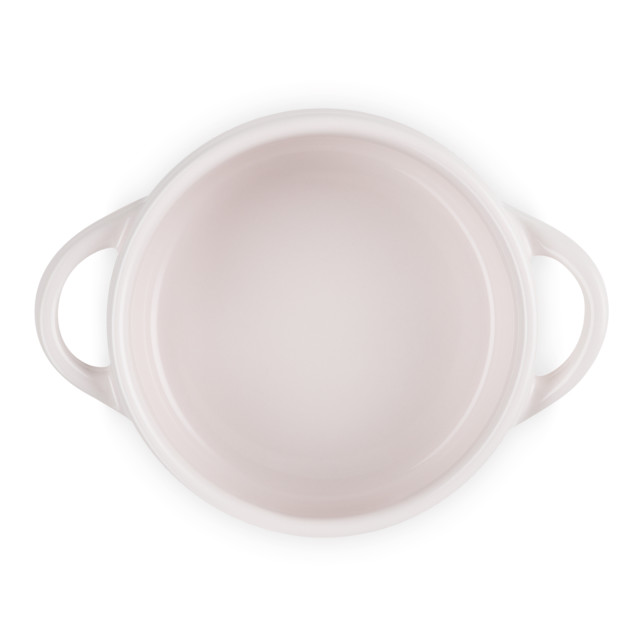 Le Creuset Jardin Relief Round Mini Stoneware Cocotte, 10cm - Shell Pink angle