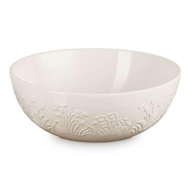 Le Creuset Jardin Relief Stoneware Serving Bowl, 3.6L - Meringue