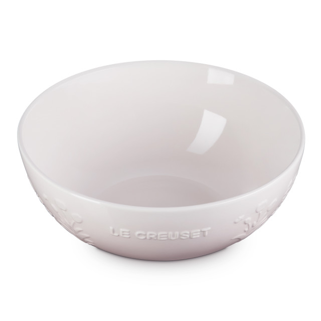 Le Creuset Jardin Relief Stoneware Serving Bowl, 3.6L - Shell Pink angle