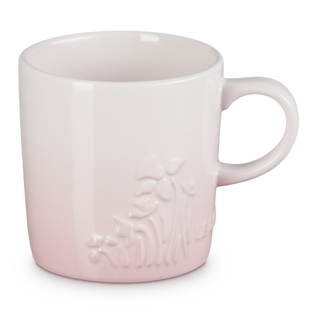 Le Creuset Jardin Relief Stoneware Mug, 350ml - Shell Pink angle
