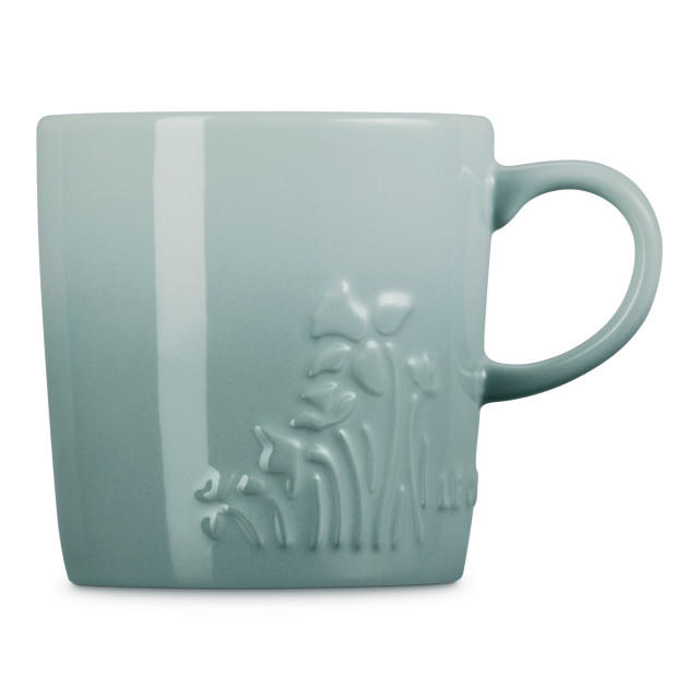 Le Creuset Jardin Relief Stoneware Mug, 350ml - Sea Salt angle