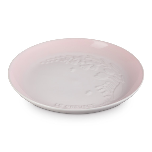 Le Creuset Jardin Relief Stoneware Side Plate, 22cm - Shell Pink angle
