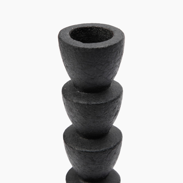 Thread Office Black Metal Ribbed Dinner Candle Holder