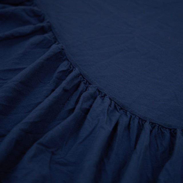 Thread Office Navy Washed Cotton Fitted Sheet - Double
