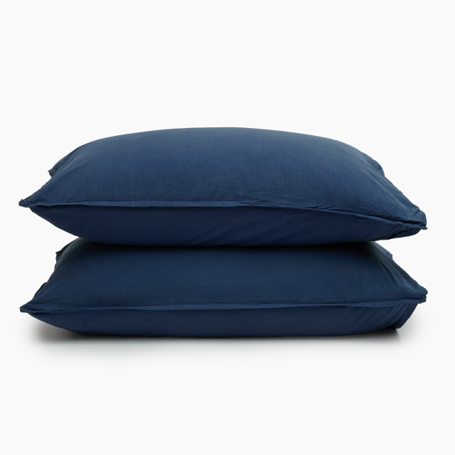 Thread Office Navy Washed Cotton Pillowcases, Set of 2 - Standard