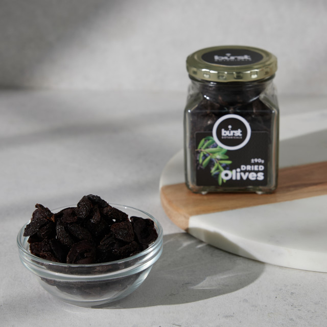 Burst Botanicals Dried Black Olives, 90g