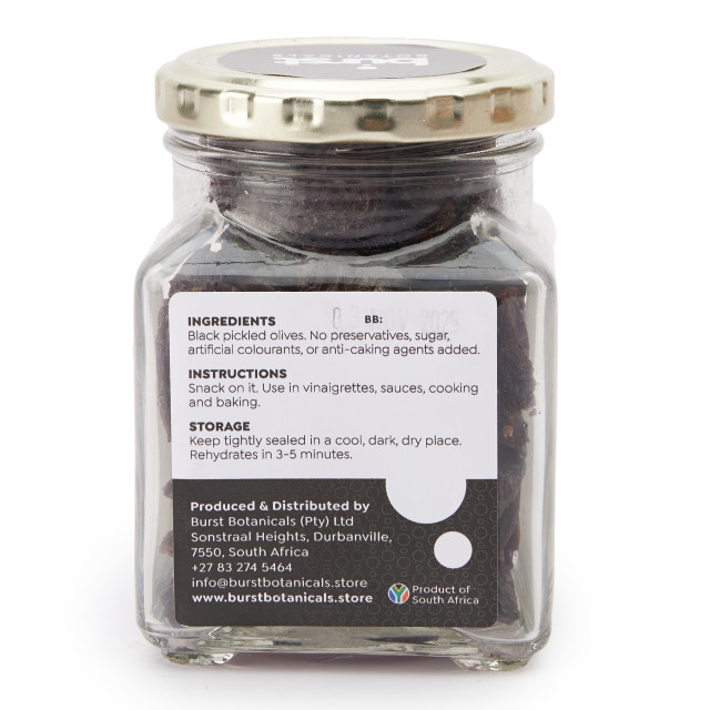 Burst Botanicals Dried Black Olives, 90g