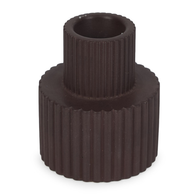 Alkaline Fluted Form Candle Holder - Fudge