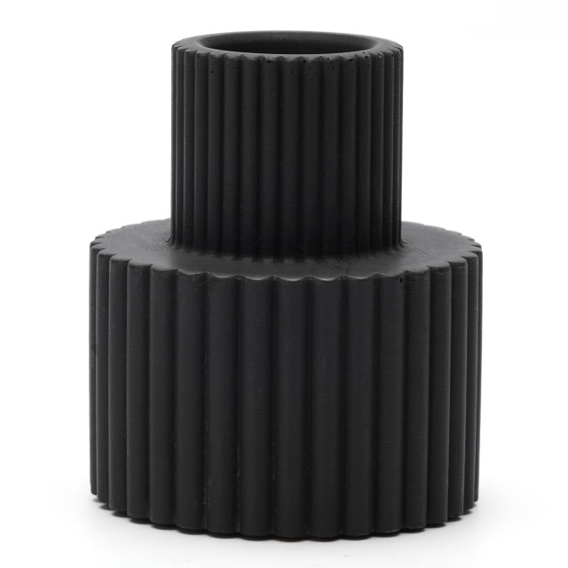 Alkaline Fluted Form Candle Holder - Black angle