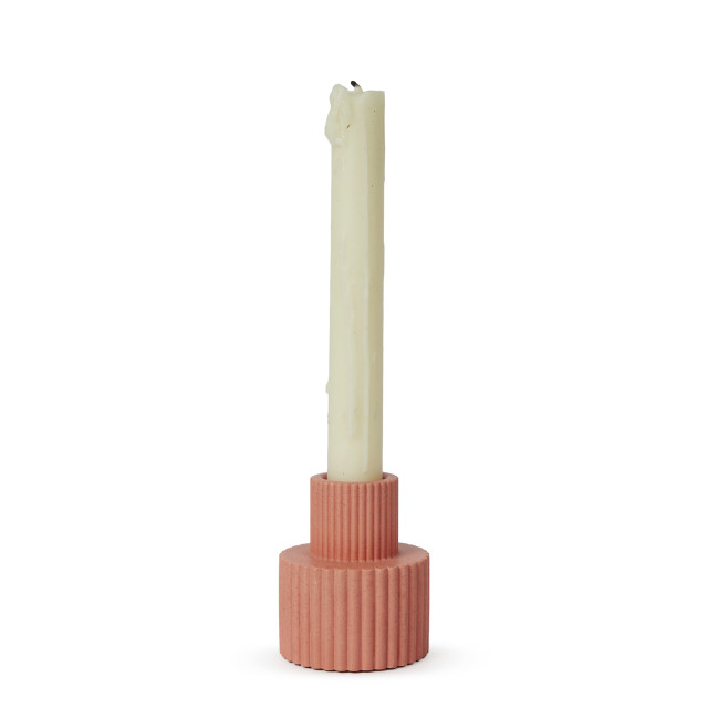 Alkaline Fluted Form Candle Holder - Spiced Coral