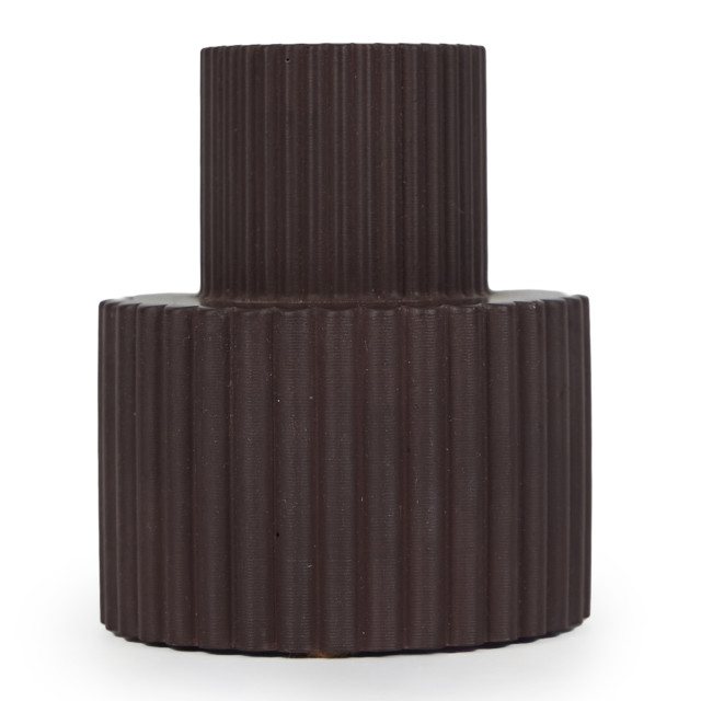 Alkaline Fluted Form Candle Holder - Fudge