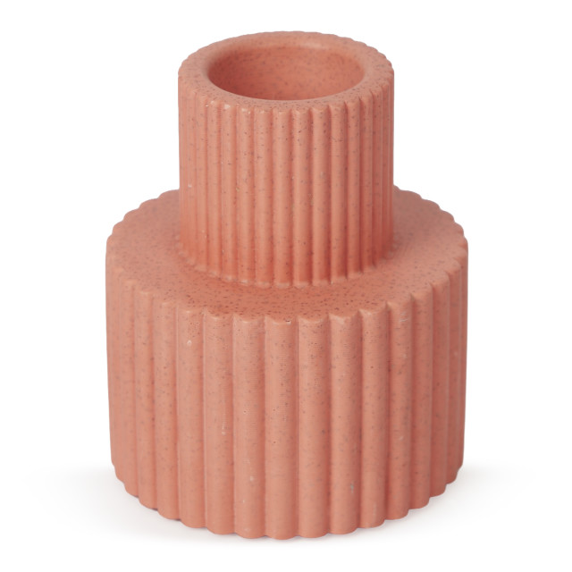 Alkaline Fluted Form Candle Holder - Spiced Coral