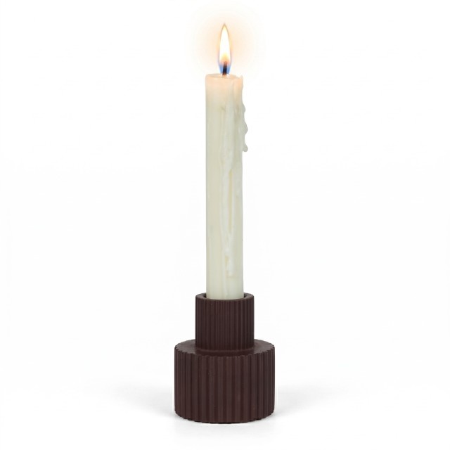 Alkaline Fluted Form Candle Holder - Fudge