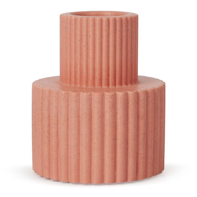 Alkaline Fluted Form Candle Holder - Spiced Coral