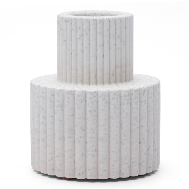 Alkaline Fluted Form Candle Holder - Sand angle
