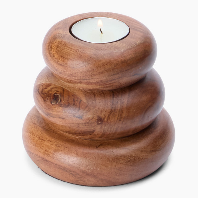 Thread Office Wooden Bubble Tealight Candle Holder