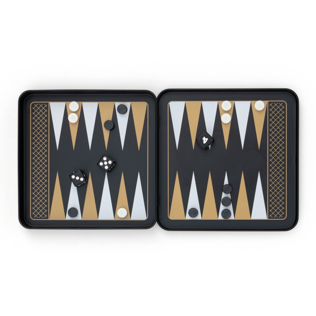Suck UK Iron & Glory Magnetic Travel Backgammon angle