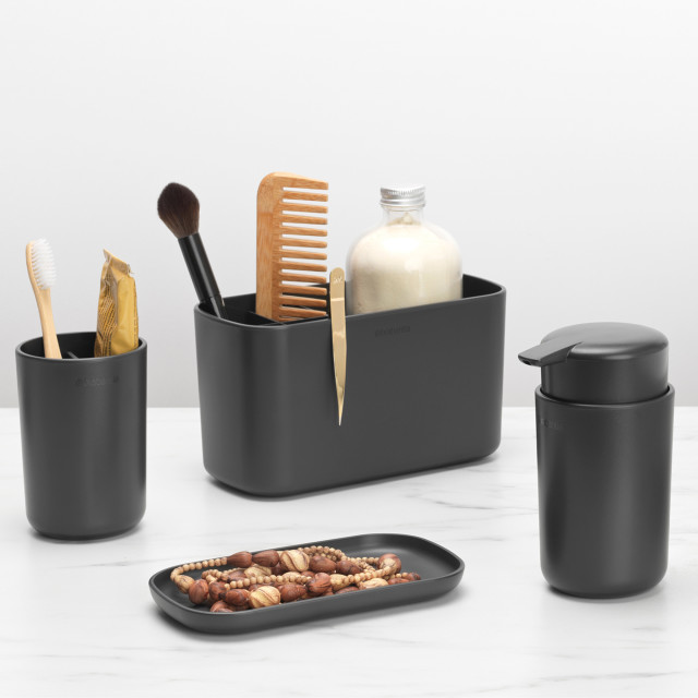 Brabantia ReNew Bathroom Caddy - Dark Grey with hair and body accessories
