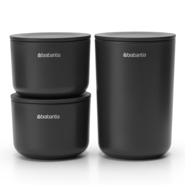 Brabantia ReNew Storage Pots, Set of 3 - Dark Grey angle