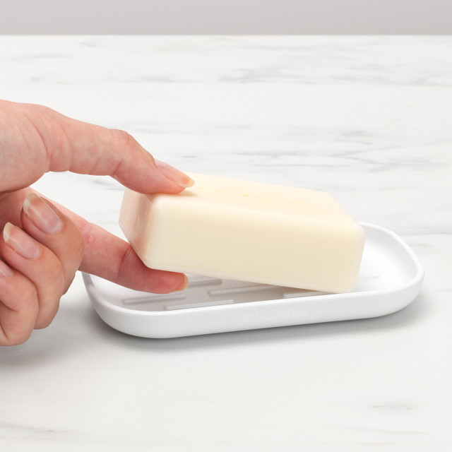 Brabantia ReNew Soap Dish - White with a bar of soap