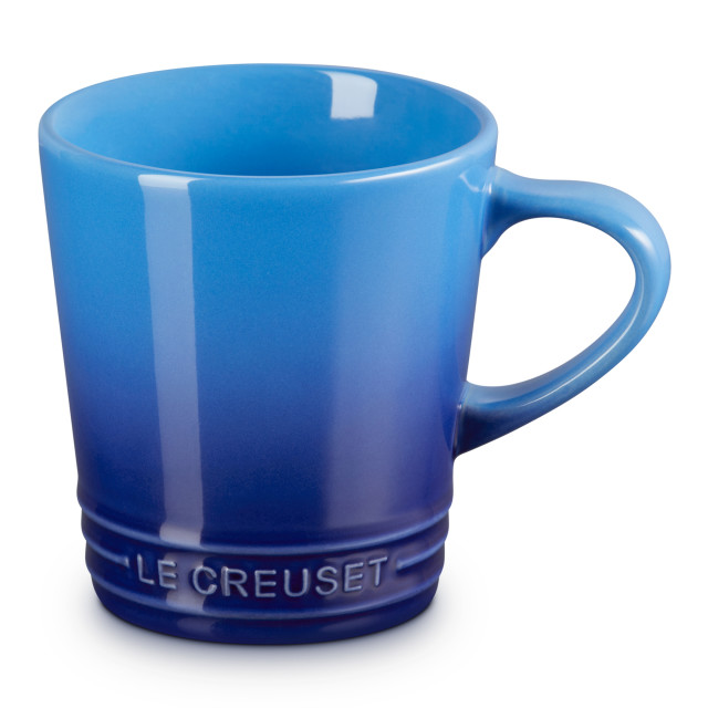 Le Creuset Stoneware V Mug, 100ml - Azure Blue angle
