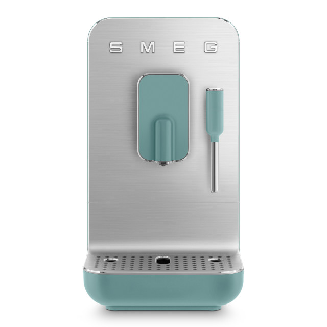 Smeg Bean-To-Cup Automatic Espresso Coffee Machine with Steam Wand - Matt Emerald Green angle
