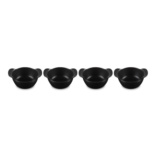 Le Creuset Gourmet Matte Black Collection Cast Iron Mini Cocottes, Set of 4 angle