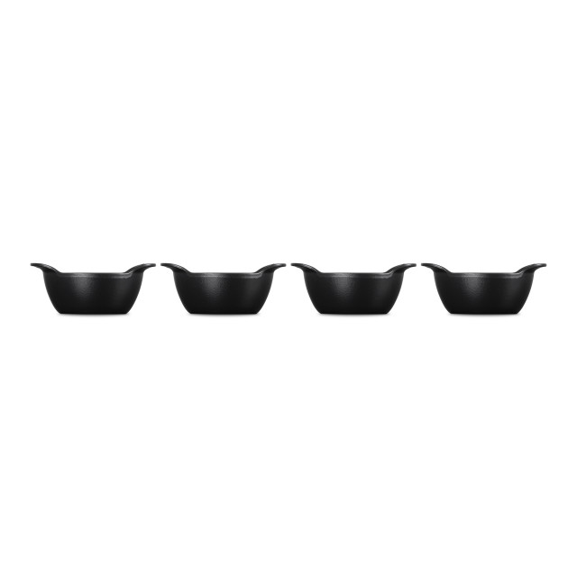 Le Creuset Gourmet Matte Black Collection Cast Iron Mini Cocottes, Set of 4 angle