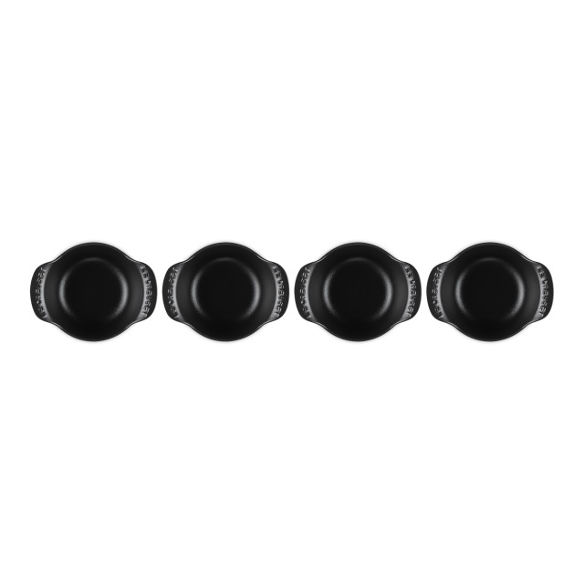 Le Creuset Gourmet Matte Black Collection Cast Iron Mini Cocottes, Set of 4 angle