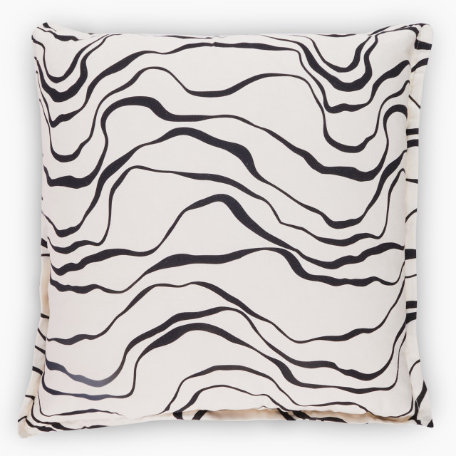 Thread Office Monochrome Contour Scatter Cushion with Feather Blend Inner, 60cm x 60cm