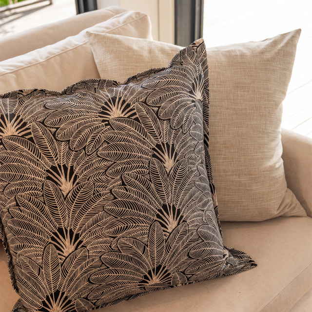 Lifestyle image of Thread Office Fan Palm Scatter Cushion with Feather Blend Inner, 60cm x 60cm